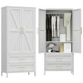 thumbnail image 1 of HUAXRON 71'' Metal Garage Storage Cabinet Locker with 2 Drawers, Large Steel Cabinet with Hanger Rod and Adjustable Shelf for Living Room,Office,School,Gym,Garage,(White), 1 of 9