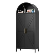 GangMei Tall Lockable Metal 2-Shelf 1-Drawer Freestanding Arched Garage Cabinet, Black, 1 Count, Assembly Required