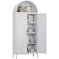 thumbnail image 1 of GangMei 67'' Tall Metal Arched Storage Cabinet with Doors/Shelves, Modern Arched Bookcase Display Cabinet for Home Office  Kitchen Pantry  Living Room, White, Assembly Required, 1 of 9