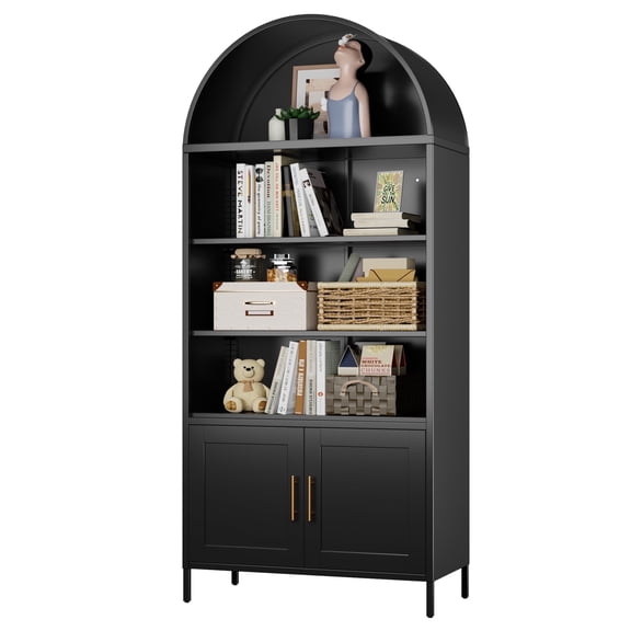 GangMei 78.8" Tall Big Metal Arched Storage Display Cabinetr, Pantry, Curio Cabinet, Metal Arched Bookcase, Assembly Required
