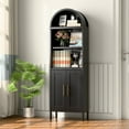 thumbnail image 1 of GangMei Metal Arched Bookcase, 61 inch Black Arch Bookshelf, Large Size Freestanding Black Arch Storage Cabinets for Home Office Living Room(Assemble Required), 1 of 9
