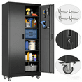 thumbnail image 1 of GangMei Metal Garage Storage Cabinet with 5 Shelves,72" H Top Mobile Freestanding Garage Cabinets with Pegboards,Assembly Required, Black, 1 of 9