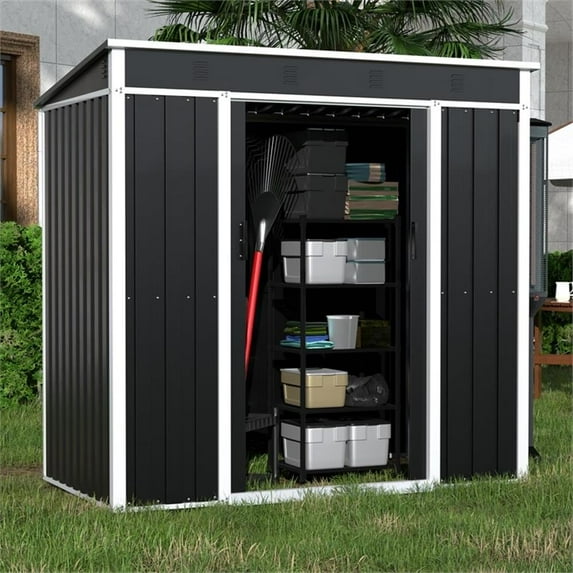 GangMei Metal Outdoor Storage Shed 6 FT 4 FT Tool Shed Storage with Sliding Door