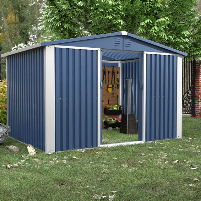 GangMei Metal Outdoor Storage Shed 8.5FT x 6.5FT, Steel Utility Tool ...