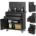 thumbnail image 1 of GangMei Metal Rolling Chest with Pegboard, Garage Storage Cabinet with Two Lockable Drawers, Multipurpose Workstation for Warehouse Workshop(Hooks included), 1 of 9
