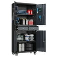 thumbnail image 1 of HUAXRON Metal Garage Storage Cabinet with 2 Drawers, Locking Tool Cabinets on Wheels with Pegboards and Hooks for Warehouse Homes, Offices, Assembly Required, 1 of 9