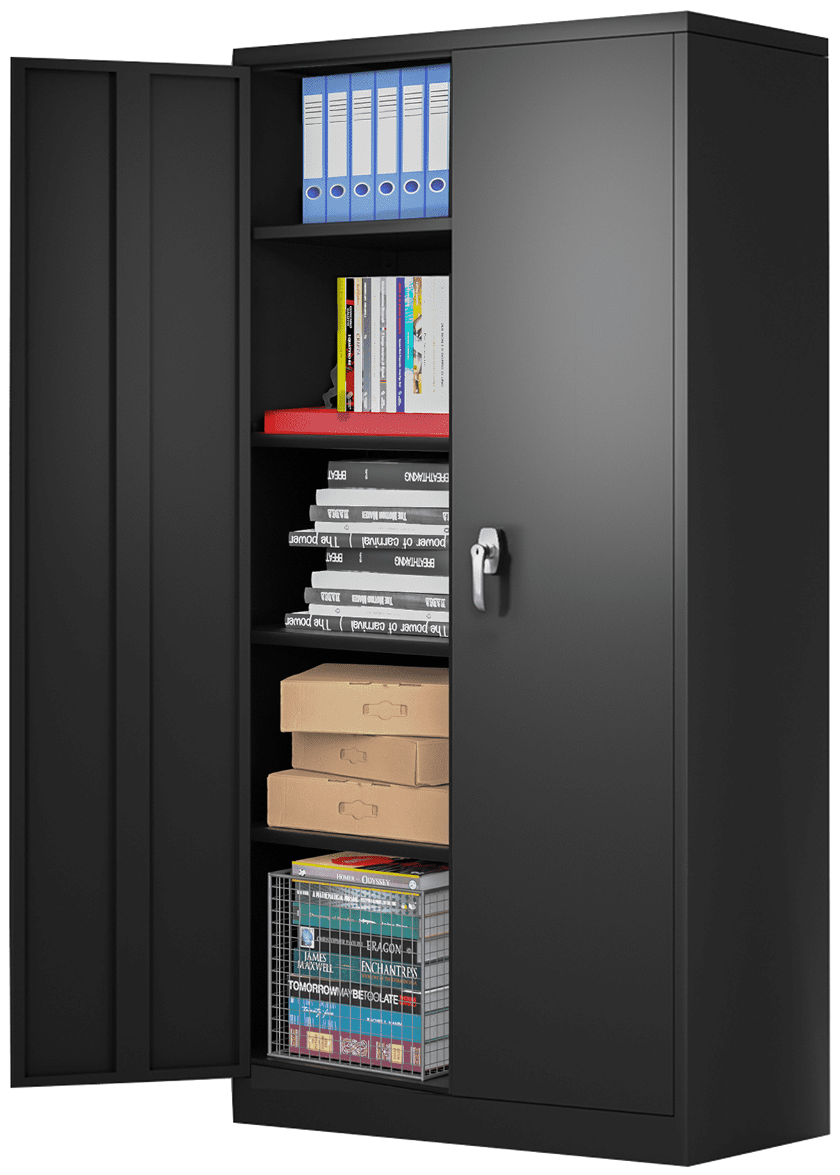 GangMei Metal Storage Cabinet, Garage Storage Cabinet with Lockable Doors and Shelves, Office Cabine(图1)