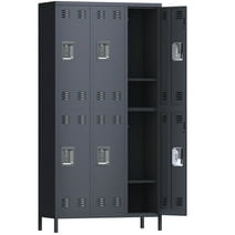 GangMei Metal Storage Cabinet Locker with 6 Doors Large Steel Cabinet for Gym,Garage,Living Room,Office,School with Locking Doors(Dark Grey)