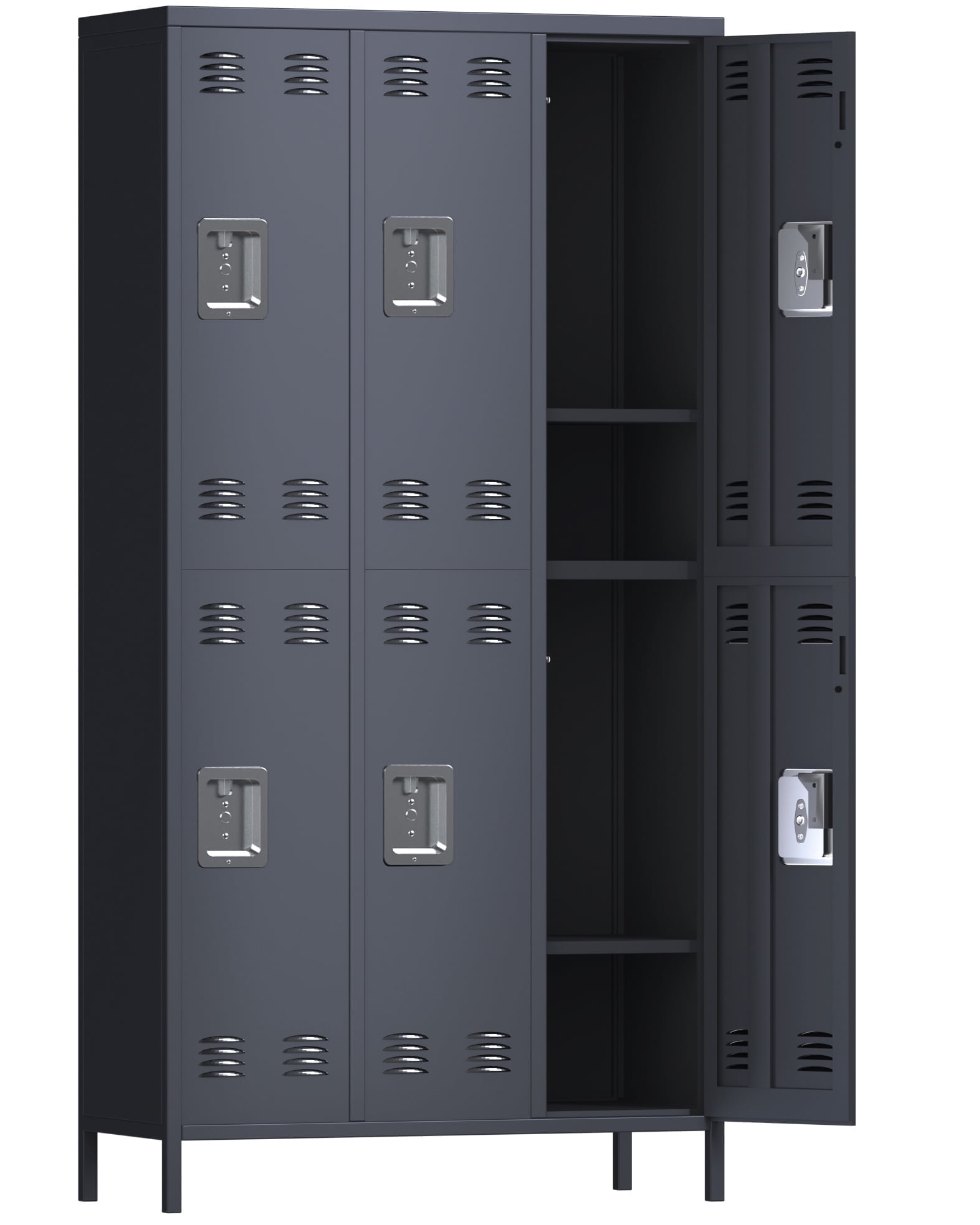 GangMei Metal Storage Cabinet Locker with 6 Doors Large Steel Cabinet for Gym,Garage,Living Room,Office,School with Locking Doors(Dark Grey)