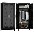 thumbnail image 1 of GangMei Metal Storage Cabinet Locker with Hanger Rod and Adjustable Shelves, Large Steel Cabinet for Living Room,Office,School,Gym,Garage,(Black), 1 of 11