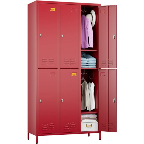 GangMei Metal Storage Locker Cabinet with 6 Doors, Industrial Locker for Employees, Large Steel Storage Locker Cabinet for School Office Gym Bedroom,Assembly Required