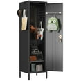 thumbnail image 1 of GangMei Single Door Metal Storage Locker with Handle and Hanging Rod,Metal Locker for Employees with Pegboard and Hooks for Gym, School, Office,Home,Garage,Assembly Required, Black, 1 of 10