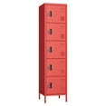 thumbnail image 1 of GangMei Metal Storage Locker with 5 Doors for School Office Gym Bedroom,Single Locker for Employees,Assembly Required, Red, 1 of 8