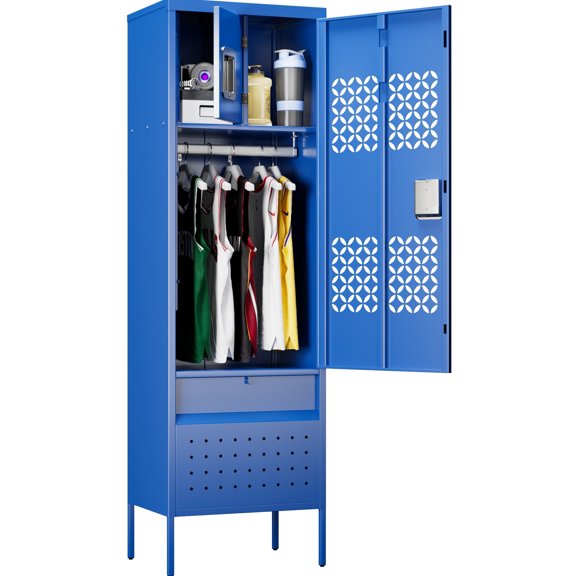 GangMei Metal Storage Sports Locker for Adult, 1-Door Metal Storage Locker for School, Office, Gym, Bedroom, Assembly Required