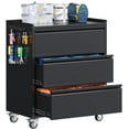 thumbnail image 1 of GangMei Three Drawer Metal Garage Storage Cabinet 4 Hooks & Pegboard, Rolling Lockable Tool Bench Storage Cart for Tool Chest and Organizer, Assembly Required, 1 of 7