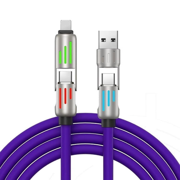 Gangdao 4‑in‑1 240W Fast Charging Cable With RGB Breathing Light, Liquid‑Silicone Charging Cord