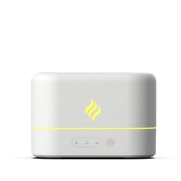 Gangdao Simulated Flame Aroma Diffuser, Quiet Timed Essential Oil Humidifier, Mini Desktop Mist Scent Machine with Ambient Light