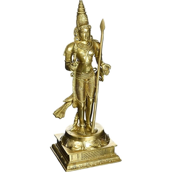 GangesIndia Lord Murugan Statue Subramanya Murthi Brass Statue Swami Kartikeya (15.75" H)