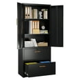 thumbnail image 1 of GangMei Modern Lateral File Cabinet 2-Drawer Lockable Metal Vertical Letter/Legal A4 Size, Assembly Required (Black), 1 of 8