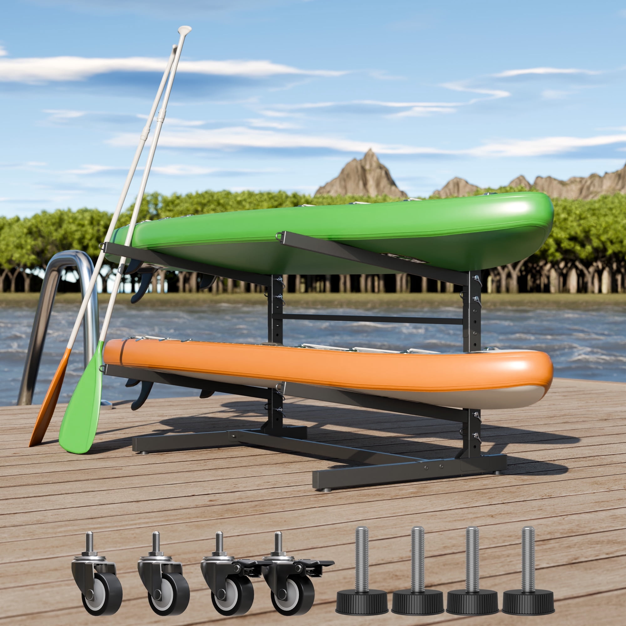 Gangmei 2 Levels Kayak Storage Rack, Heavy Duty Canoe Storage Rack ...