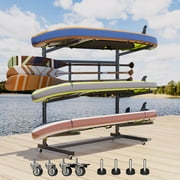 Gangmei 3 Levels Kayak Storage Rack, Heavy Duty Canoe Storage Rack Freestanding, Assembly Required