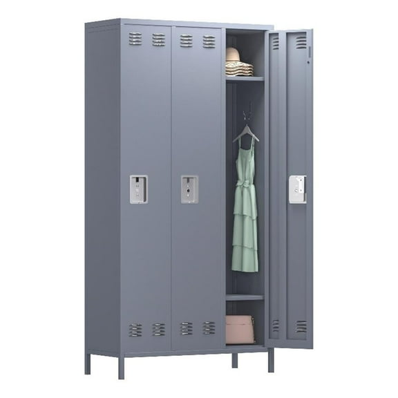 Gangmei Metal Locker with 3 Door for School and Employee Light Gray