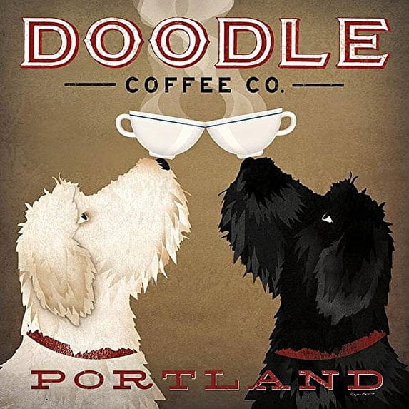 Gango Brown Doodle Coffee Company Portland Adult/Teen Decor; 1-12" x 12" Unframed Print