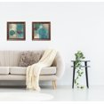 thumbnail image 1 of Gango Home Decor Abstract Circle Patterned Wall Art ; Two Blue 12x12in Art Prints in Gold Trim Brown Frames, 1 of 6
