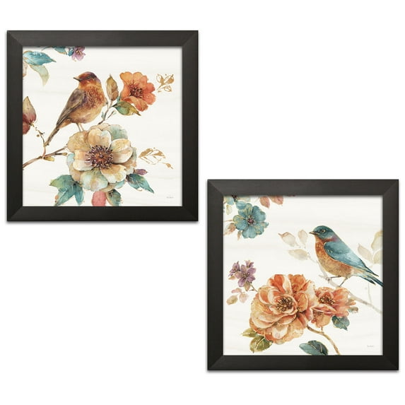 Gango Home Decor Abstract Circle Patterned Wall Art ; Two Blue 12x12in Hand-Stretched Canvases