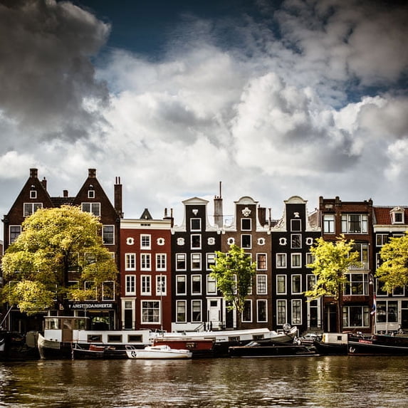Gango Home Decor Amsterdam Canal II by Erin Berzel (Printed on Paper); One 24x24in Fine Art Paper Giclee Print