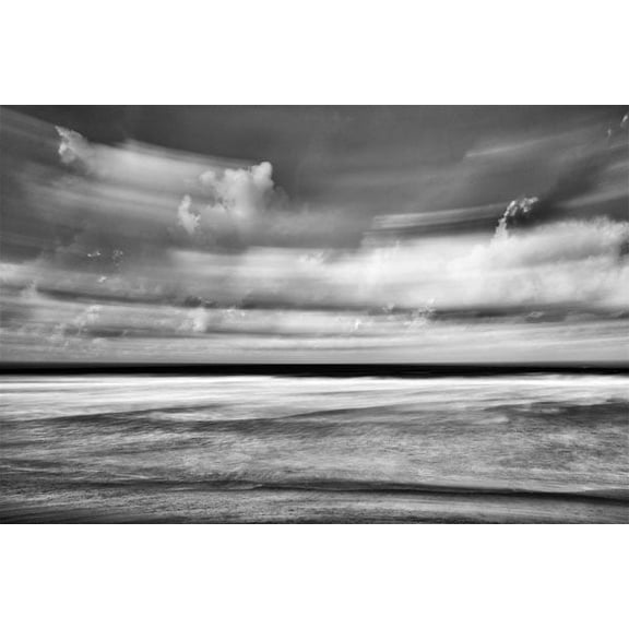 Gango Home Decor Beach in Motion BW by Lee Peterson (Printed on Paper); One 36x24in Fine Art Paper Giclee Print