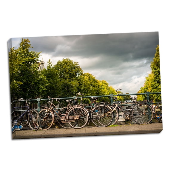 Gango Home Decor Bikes on Bridge I by Erin Berzel (Ready to Hang); One 36x24in Hand-Stretched Canvas