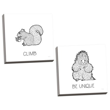 Gango Home Decor Casual Color the Forest Climb & Be Unique by Elyse DeNeige (Ready to Hang); Two 12x12in Hand-Stretched Canvases