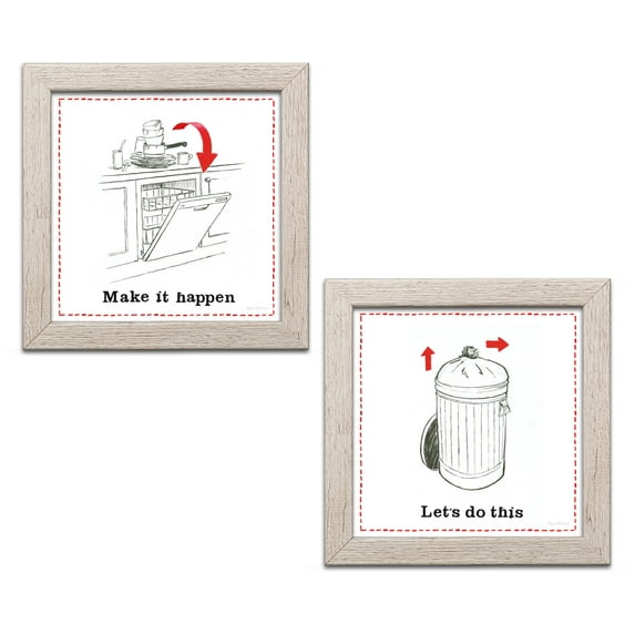 Gango Home Decor Casual Home Improvement III & Home Improvement V by Myles Sullivan (Ready to Hang); Two 12x12in Distressed Framed Prints