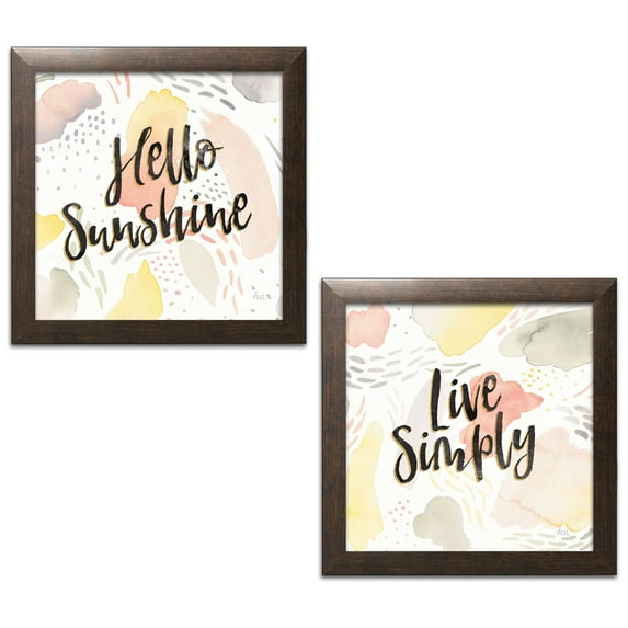 Gango Home Decor Casual Meadow Breeze II & V by Laura Marshall (Ready to Hang); Two 12x12in Brown Framed Prints