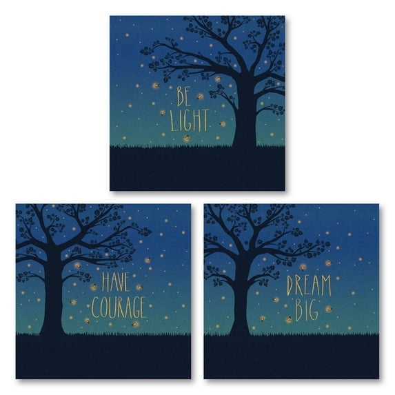 Gango Home Decor Casual Twilight Fireflies I, Twilight Fireflies III, & Twilight Fireflies IV by Laura Marshall (Printed on Paper); Three 12x12in Unframed Paper Posters