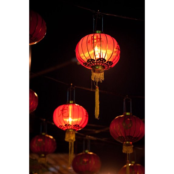 Gango Home Decor Chinese Lanterns II by Erin Berzel (Printed on Paper); One 24x36in Fine Art Paper Giclee Print