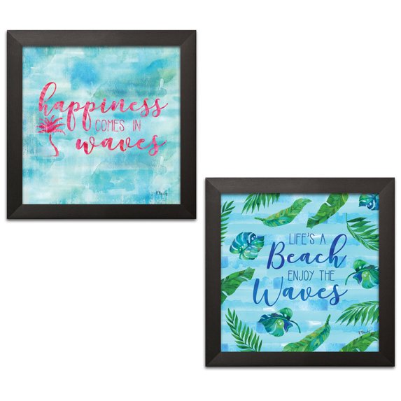 Gango Home Decor Coastal Beach Inspiration I & II by Paul Brent (Ready to Hang); Two 12x12in Black Framed Prints
