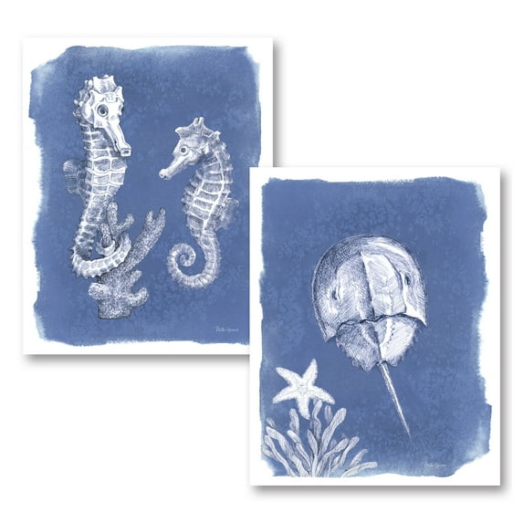 Gango Home Decor Coastal Coastal Sea Life V & VI by Beth Grove (Printed on Paper); Two 11x14in Unframed Paper Posters