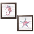 thumbnail image 1 of Gango Home Decor Coastal Ocean Life III & IV by Sarah Adams (Ready to Hang); Two 12x12in Brown Framed Prints, 1 of 5