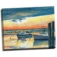 thumbnail image 1 of Gango Home Decor Coastal Painterly Decor | Orange, Yellow & Blue Sunset Fish Pier Channel by Gregory Gorham (Ready to Hang); One 14x11in Hand-Stretched Canvas, 1 of 3