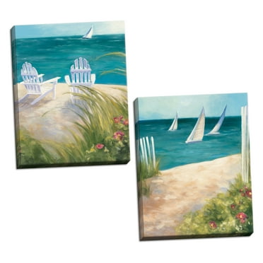 Gango Home Decor Coastal Regatta I & II by Julia Purinton (Ready to Hang); Two 11x14in Hand-Stretched Canvases