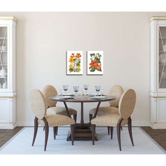 Gango Home Decor Contemporary Antique Botanical XVII & XVIII; Two 12x18in Hand-Stretched Canvases