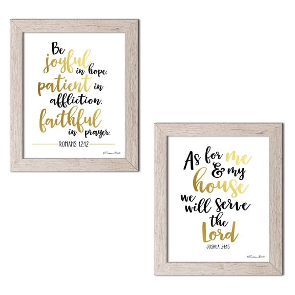 Gango Home Decor Contemporary As for Me and My House & Be Joyful by Susan Ball (Ready to Hang); Two 12x16in Distressed Framed Prints