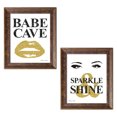 thumbnail image 1 of Gango Home Decor Contemporary Babe Cave & Sparkle & Shine; Two 12x16in Art Prints in Gold Trim Brown Frames, 1 of 5