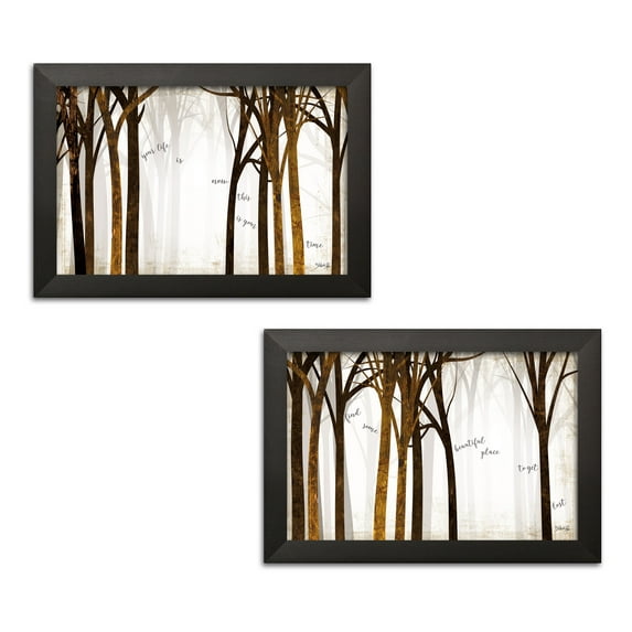 Gango Home Decor Contemporary Beautiful Place & This is Your Time by Marla Rae (Ready to Hang); Two 18x12in Black Framed Prints