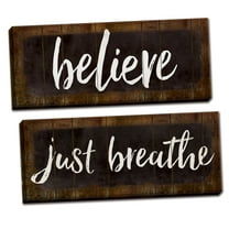 Gango Home Decor Contemporary Believe & Just Breathe; Two 20x8in Hand-Stretched Canvases