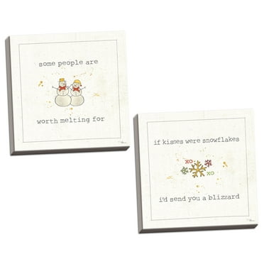 Gango Home Decor Contemporary Christmas Cuties IV & V by Pela Studio (Ready to Hang); Two 16x16in Hand-Stretched Canvases