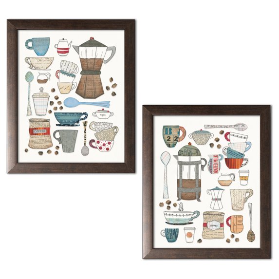 Gango Home Decor Contemporary Coffee Chart I v2 & Coffee Chart II v2 by Courtney Prahl (Ready to Hang); Two 11x14in Brown Framed Prints