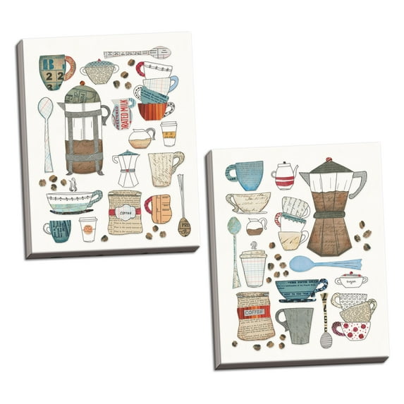 Gango Home Decor Contemporary Coffee Chart I v2 & Coffee Chart II v2 by Courtney Prahl (Ready to Hang); Two 11x14in Hand-Stretched Canvases